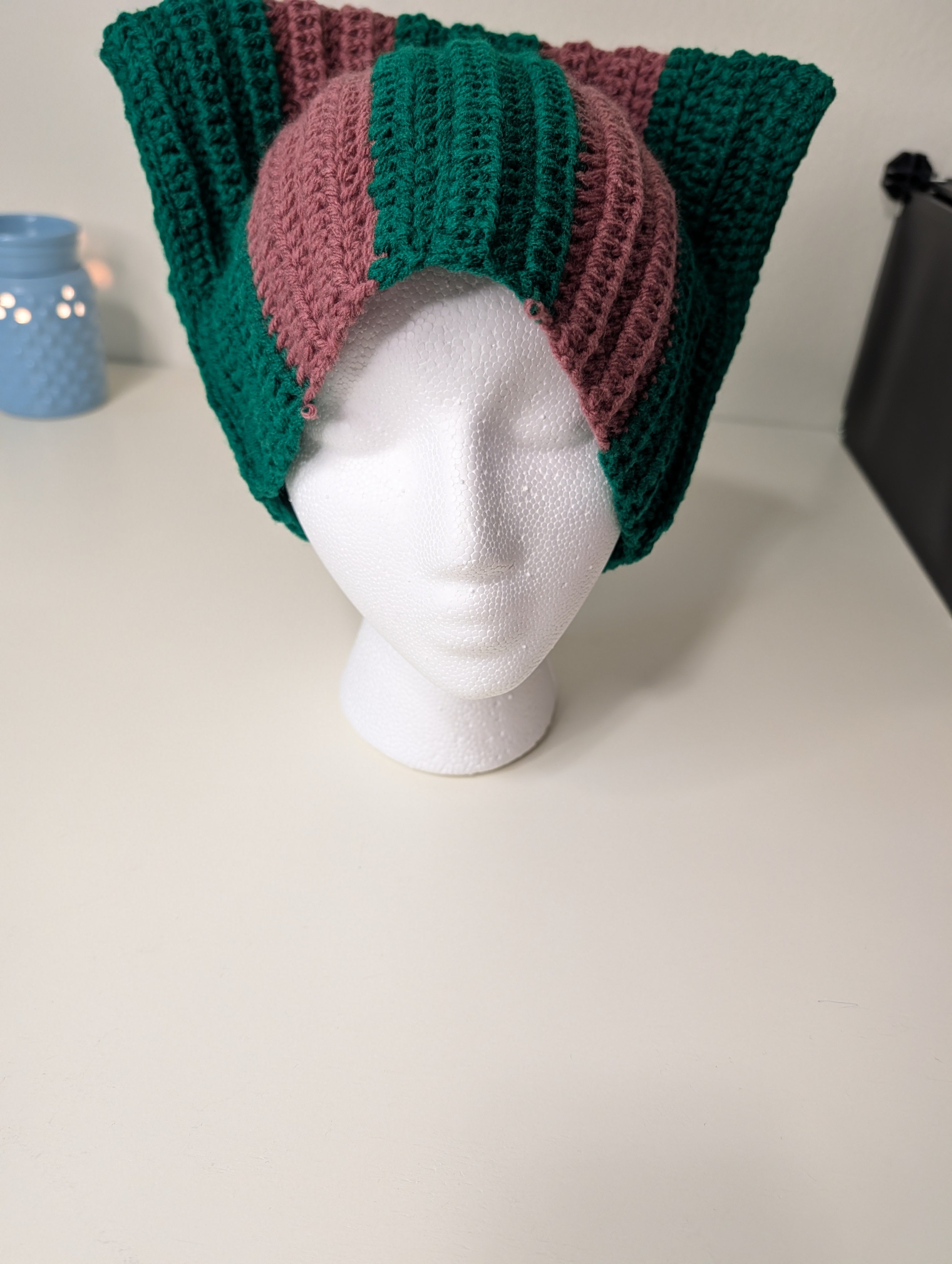 Acrylic Cat Beanie-- Striped